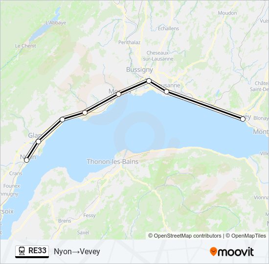 RE33 train Line Map