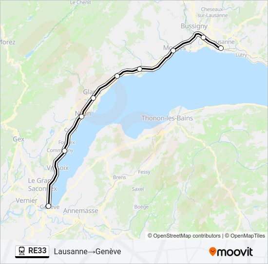 RE33 train Line Map