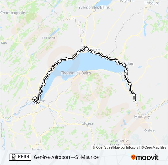 Plan de la ligne RE33 de train