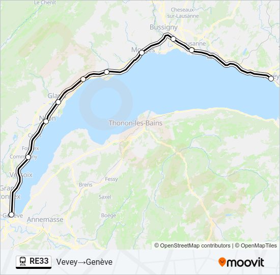 Plan de la ligne RE33 de train