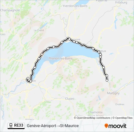 RE33 Train Line Map