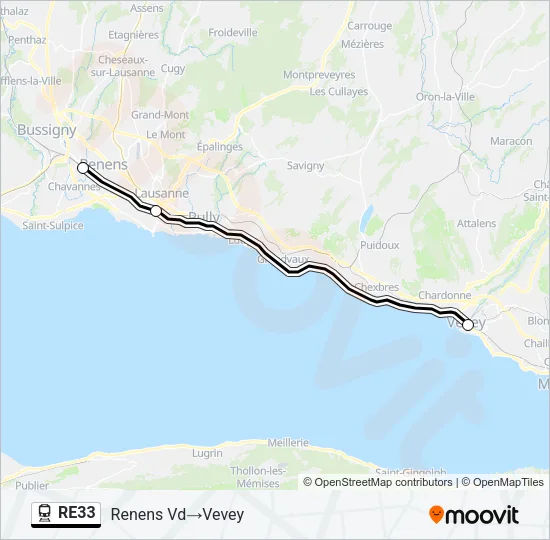 Plan de la ligne RE33 de train