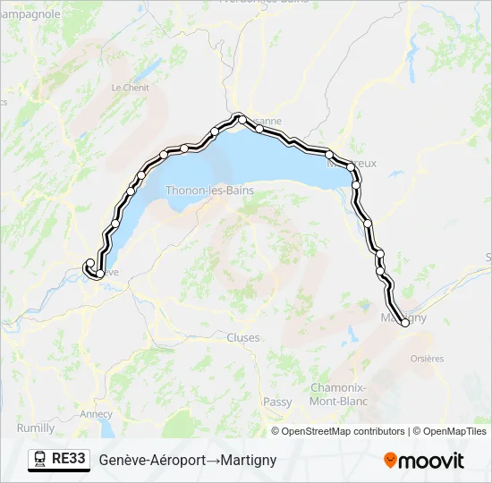 RE33 Train Line Map