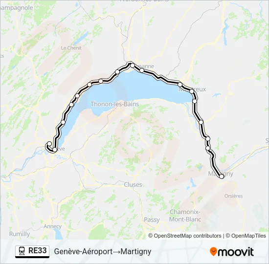 RE33 Train Line Map