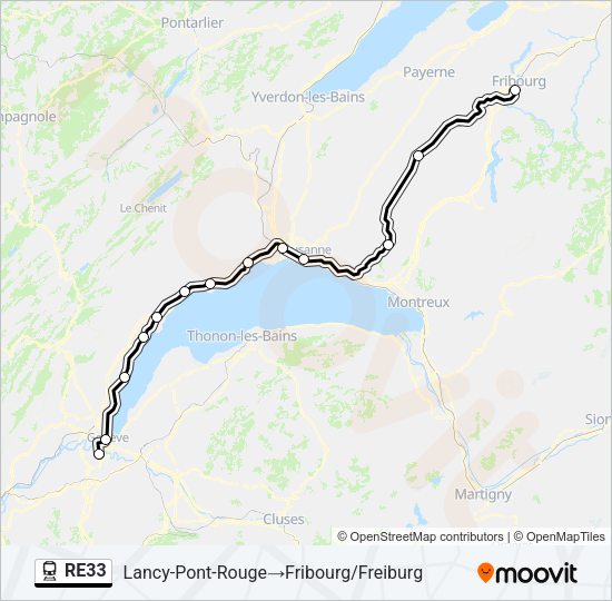 RE33 Train Line Map