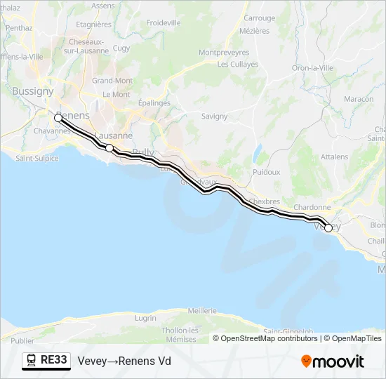 Plan de la ligne RE33 de train