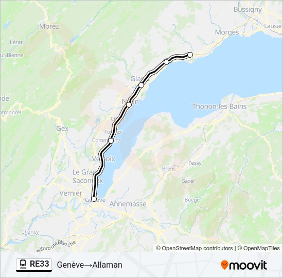 RE33 Train Line Map