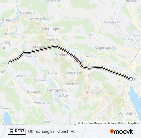 RE37 train Line Map