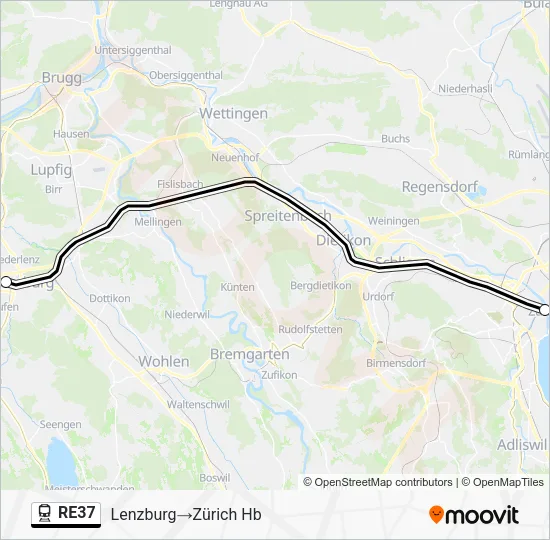 RE37 Train Line Map