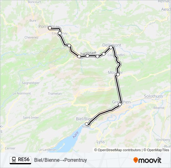 RE56 train Line Map