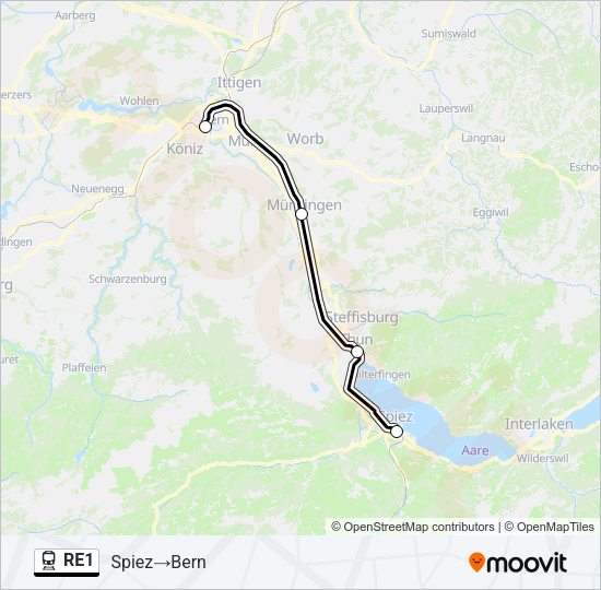 RE1 Train Line Map