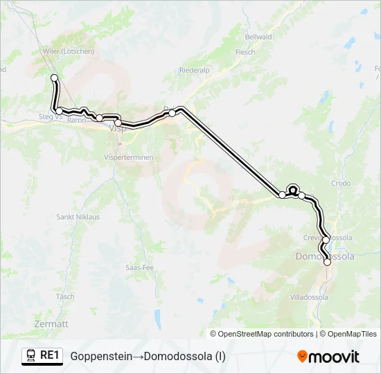 RE1 Train Line Map