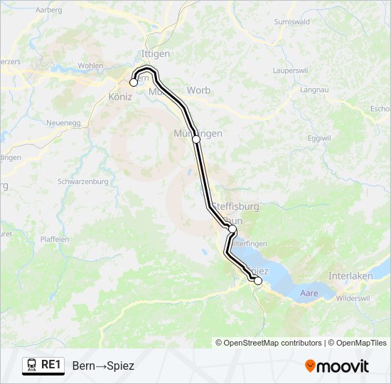 RE1 Train Line Map