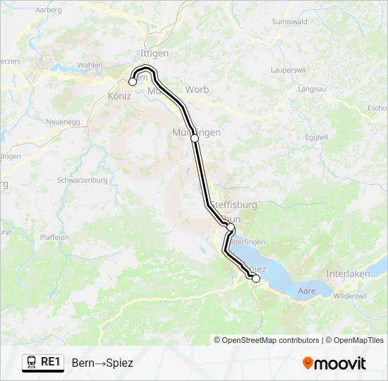 Plan de la ligne RE1 de train