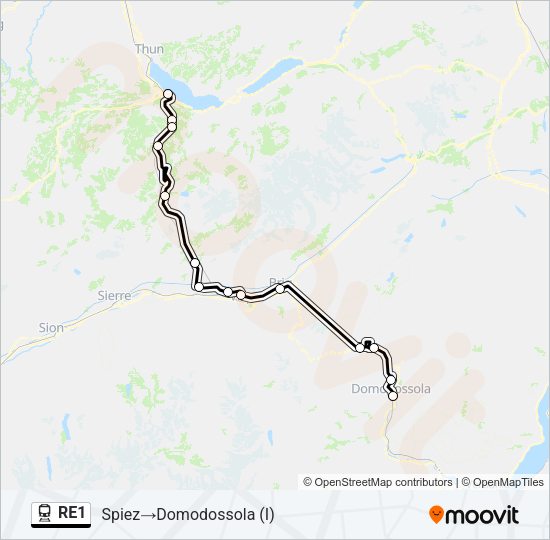 RE1 Train Line Map