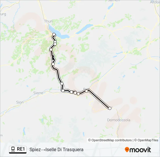 RE1 Train Line Map