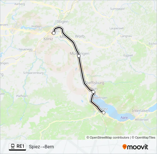 RE1 Train Line Map