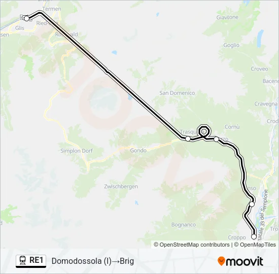 RE1 Train Line Map