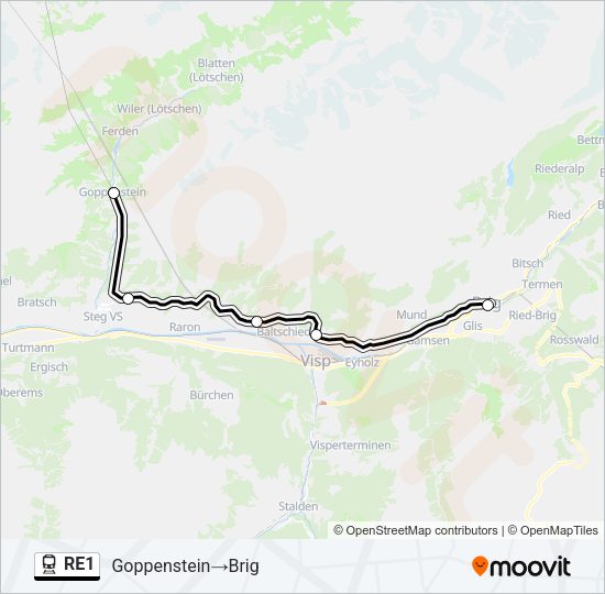RE1 Train Line Map