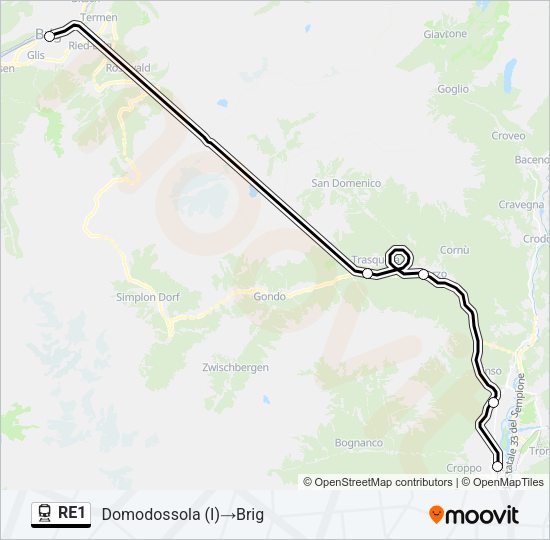 RE1 Train Line Map
