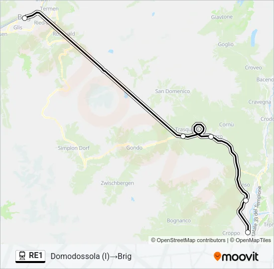 RE1 Train Line Map
