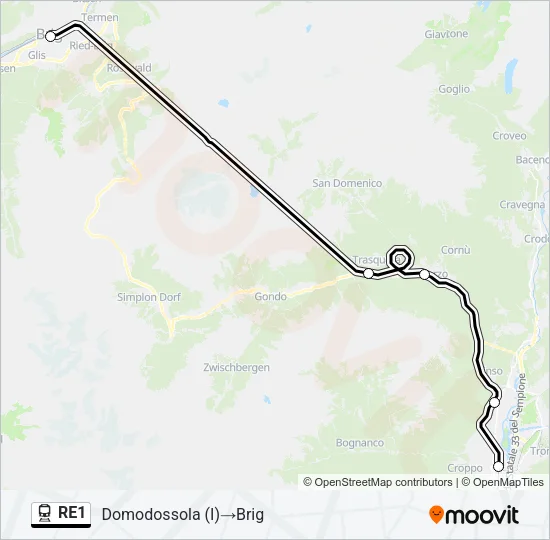 RE1 Train Line Map