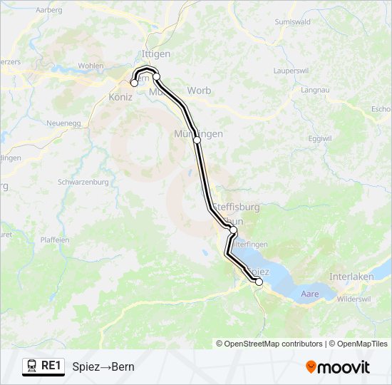 RE1 Train Line Map