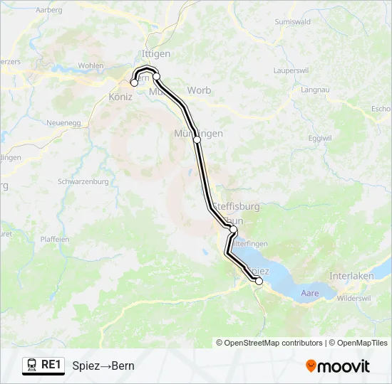 RE1 Train Line Map