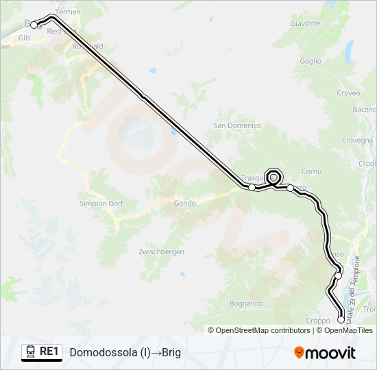 RE1 Train Line Map