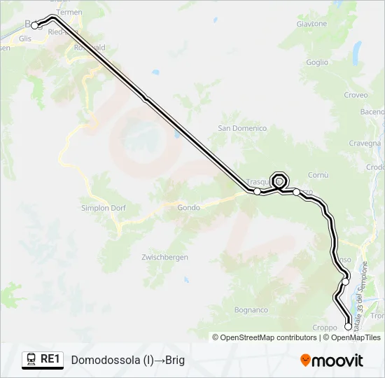 RE1 Train Line Map