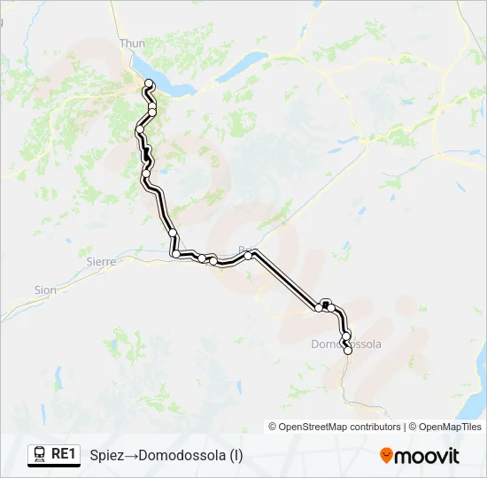 RE1 Train Line Map