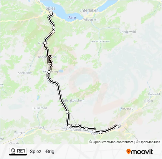RE1 Train Line Map