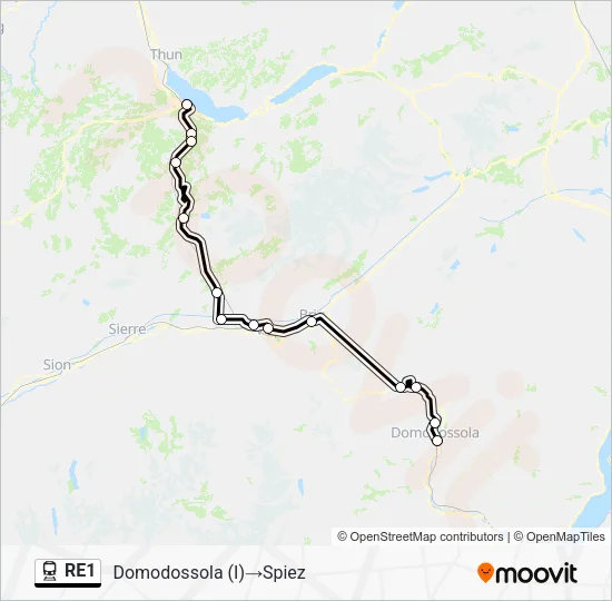 RE1 Train Line Map