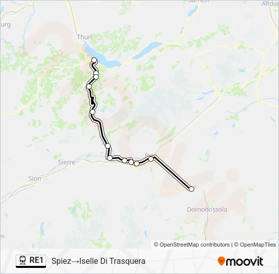 RE1 Train Line Map