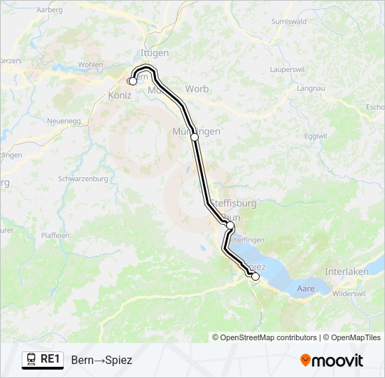 RE1 Train Line Map