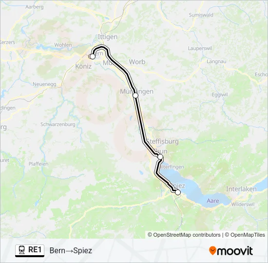 RE1 Train Line Map