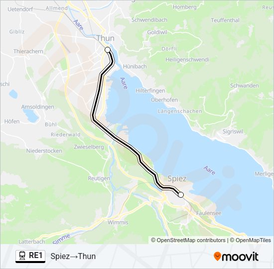 RE1 Train Line Map