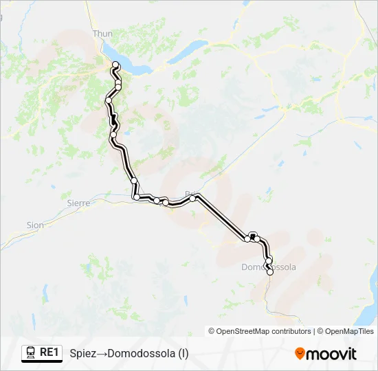 RE1 Train Line Map