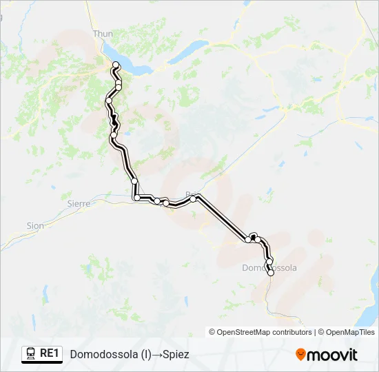 RE1 Train Line Map