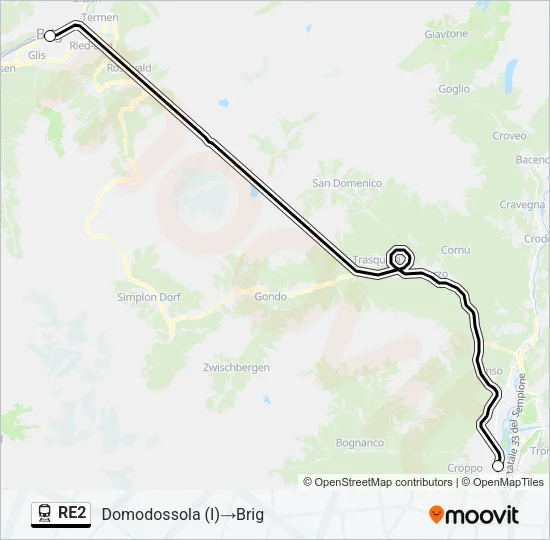 Plan de la ligne RE2 de train