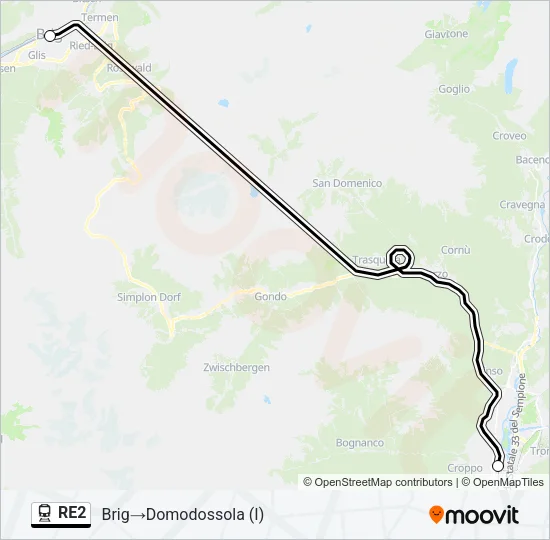 RE2 Train Line Map