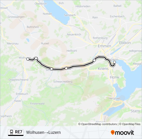 RE7 Train Line Map