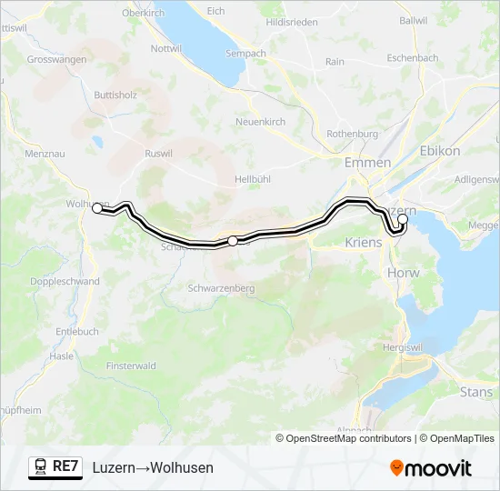 RE7 Train Line Map
