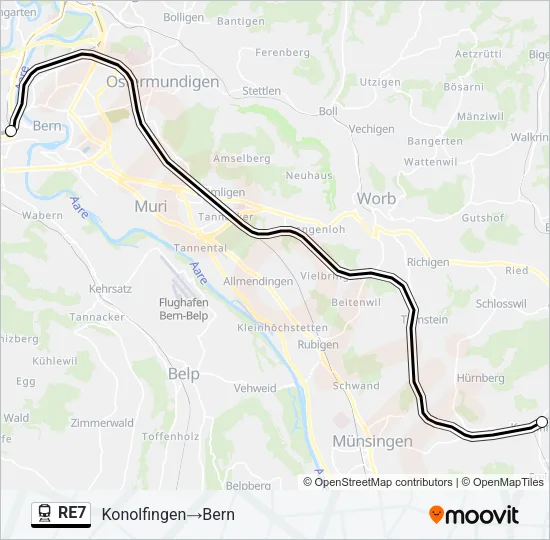Plan de la ligne RE7 de train