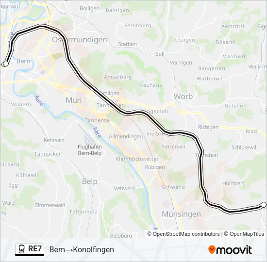 Plan de la ligne RE7 de train