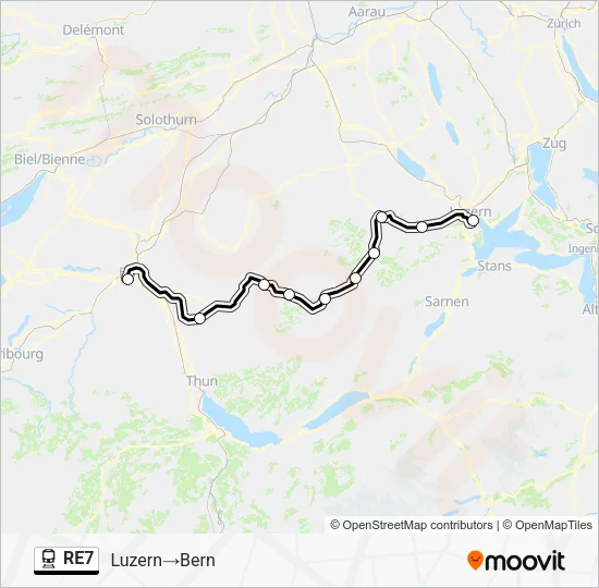 RE7 Train Line Map