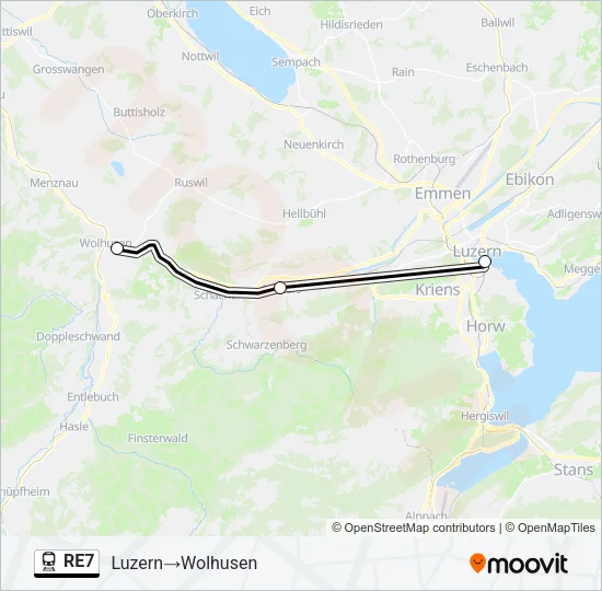 Plan de la ligne RE7 de train