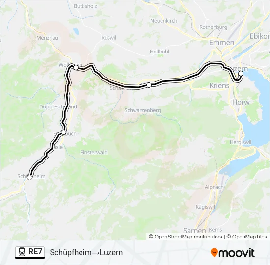 RE7 Train Line Map