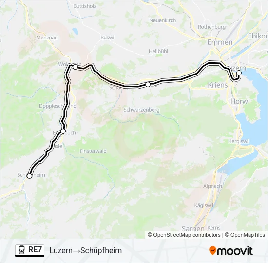 RE7 Train Line Map