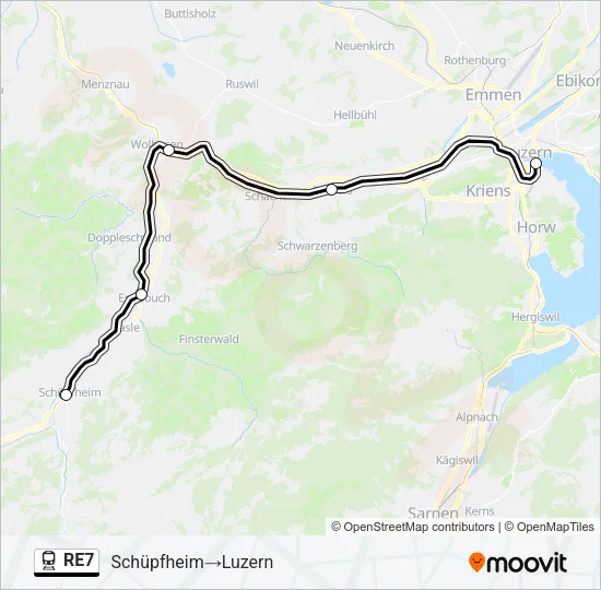 RE7 Train Line Map